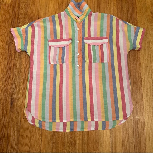 J Crew Linen Blended Candy striped Shirt Size 0 ¥¥ - Picture 13 of 14